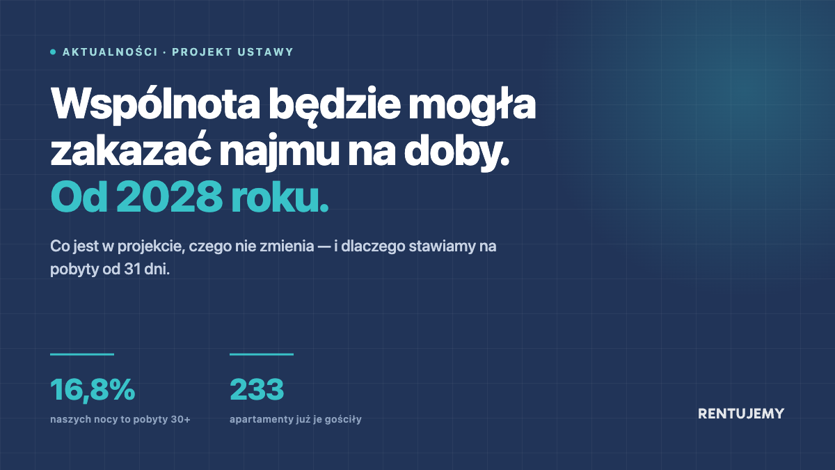 Wspólnota będzie mogła zakazać najmu na doby. Co się naprawdę zmienia — i jak zmieniamy strategię